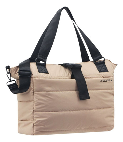 Cartera Alanis Amayra Q Acabado De Los Herrajes Negro Color Camel Correa De Hombro Negro Diseño De La Tela Lisa