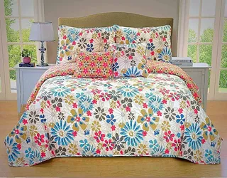 Cubrecama 1 ½ Plaza Twin Cover Quilt Fantasia Colcha + Funda