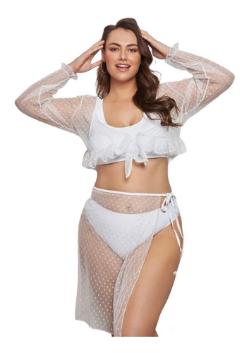 Bikini Con Cover Up De Malla Plus Size Talla Extra