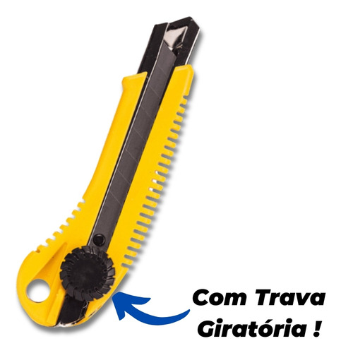 Estilete Profissional Com Trava Giratória Lâmina De 18mm