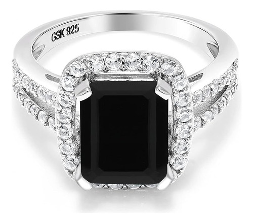 Gem Stone Anillo Plata 925 Con Onix Negro Para Mujer 3 75 Qu