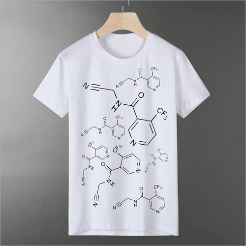 Camiseta Blanca Sublimación De Calidad Estampada Moléculas 2