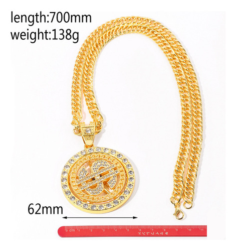 C 2pcs/set Hip Hop Hip Hop Creativo Collar Dólar Giratorio