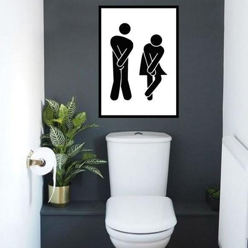 Quadro Decorativo Banheiro Mulher E Homem 34x23cm