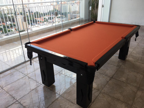 Mesa De Bilhar E Sinuca 2,23 X 1,23 Gartner Pedra Ardósia Cor do tecido Laranja