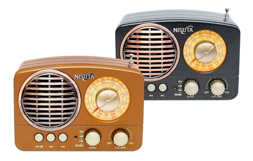 Radio Am Fm Vintage Nisuta Con Mp3 Bt Aux Nsrv14 5w Retro