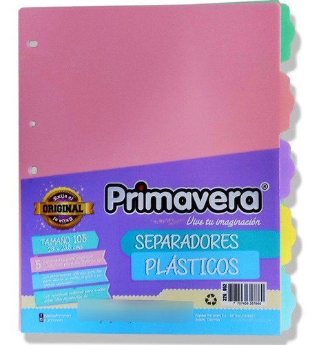 Separador Plastico Primavera Tonos Pastel X2 Pqtes