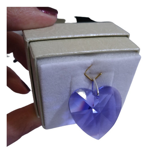 Pingente Coração Cristal Swarovski Blue Violet 2,8 Cm Prata