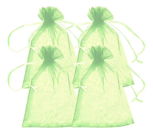 Bolsa De Organza, Mxpnl-004, 4 Pzas, Tela, Verde Claro, Bols Color Verde claro PouchyLemon