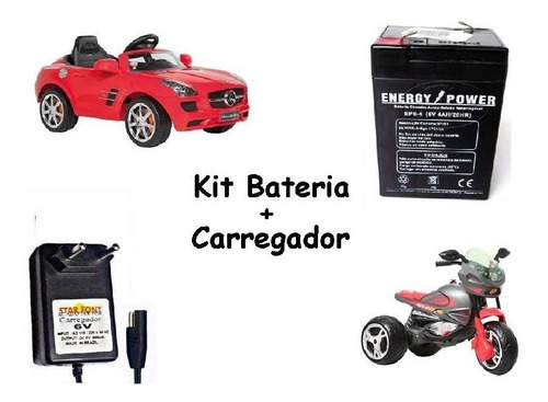 Snack progressive extinction Kit Bateria 6v 4ah + Carregador - Moto Elétrica Bandeirantes | Frete grátis