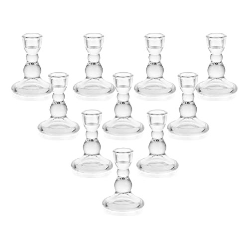 Portavelas De Vidrio Candelabro, Juego De 10 Soportes T...