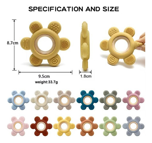 Mordillo De Silicona Y Madera Para Bebés, Libre De Bpa Crudo