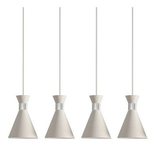 Lampara Colgante Galina De Diseño 4 Luces Blanco/cromo Nk