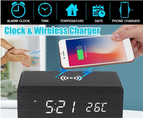 Imagen 2 de 7 de Reloj Con Carga Inalámbrica Ideal Regalo + Envio Gratis.