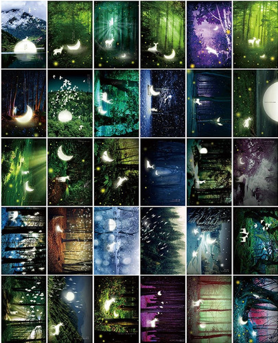 Brillan En La Oscuridad Postales Conjunto De 30 Animales Del