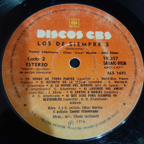 Sin Tapa Disco Los De Siempre 2 Daniel Altamirano Martos F0