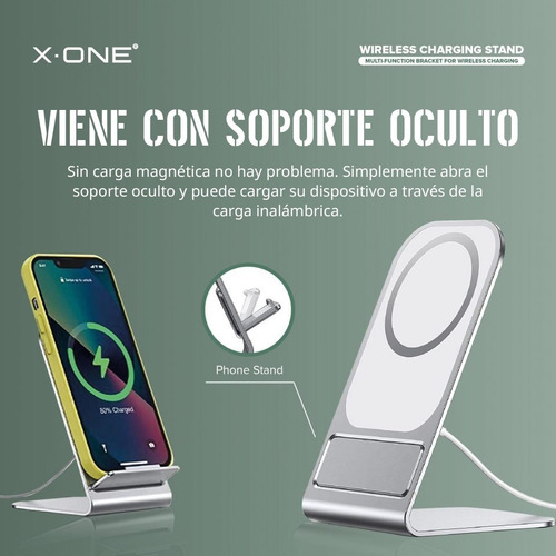 Imagen 7 de 9 de Cargador Rápido Inalámbrico Magsafe 15w X-one Incluye Cable