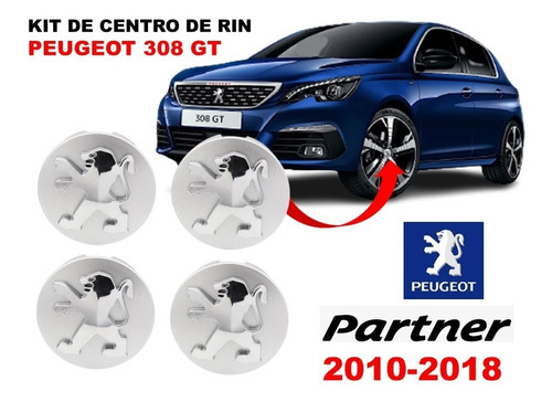 Kit De 4 Centros De Rin Peugeot 308 Gt  2010-2018 60 Mm