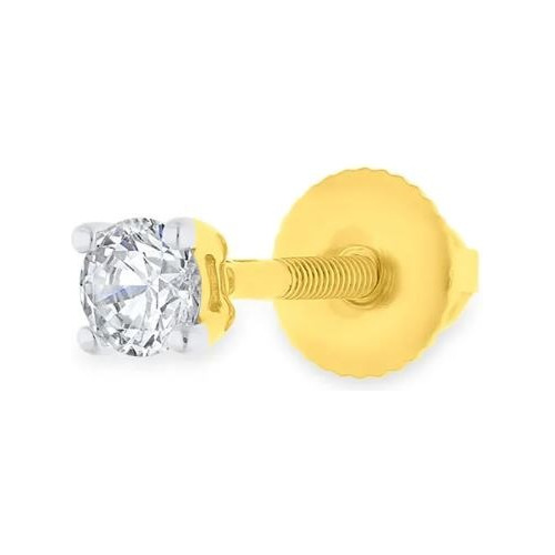 Arete Bizzarro De Oro Amarillo 14k Con Diamante Redondo 1pza
