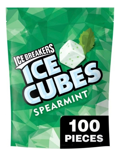 Chicles Ice Cubes Bolsa De 100 Piezas Sin Azúcar Menta Verde