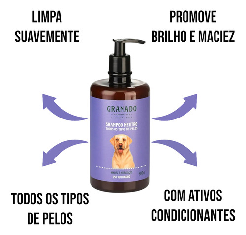 Shampoo Neutro Granado Pet Para Todo Os Tipos De Pelos 500ml