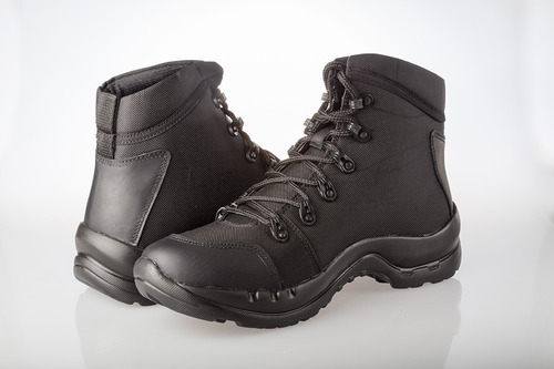 Botas Calzado Lona Cuero Hombre Deportiva Impermeable - Negr