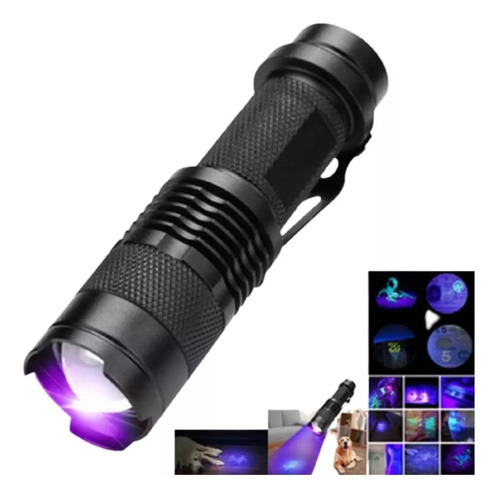 Linterna Uv Ultravioleta Led , 365nm Con Zoom, Usa Pilla Aa