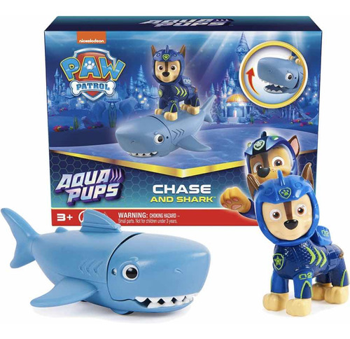 Figura Paw Patrol Chase Y Tiburon Aqua Pups Nickelodeon 3+