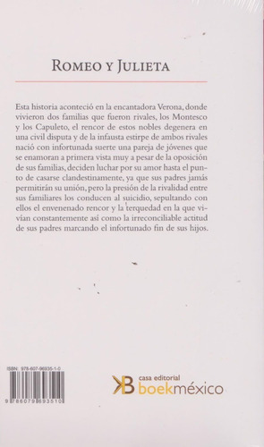 Romeo Y Julieta, De Shakespeare, William. Editorial Casa Editorial Boek Mexico, Tapa Blanda En Español, 0