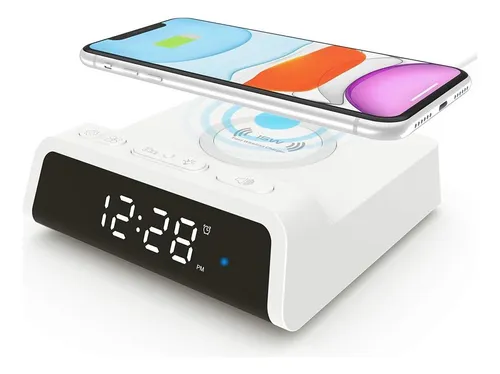 Reloj Despertador Carga Inalambrica Qi 15w Alarma Repetidor