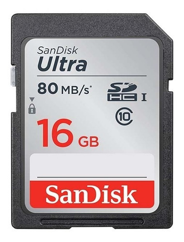 Cartão De Memória Sd Sandisk 16gb - Classe 10 Ultra 80mb/s