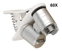 Comprar Microscopio Lupa 60x Con Clip Celular Tablet Con Luz Led