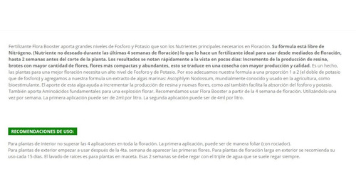 Imagen 6 de 10 de Kit Namaste Flora Booster 500ml + Trico+ 250 Gr Floración