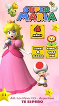Comprar Invitación Cumpleaños Princesa Peach Mario Bross