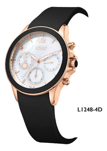 Reloj Mujer L1248-4 Negro Con Oro Rosa Tablero Blanco