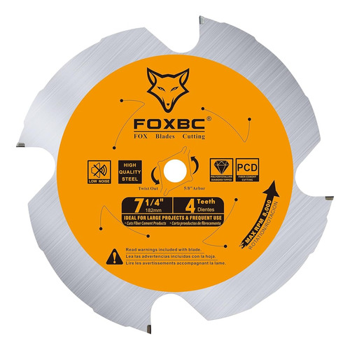 Foxbc 7-1/4  Hardie Hojas De Sierra De Fibrocemento 4t Pcd P