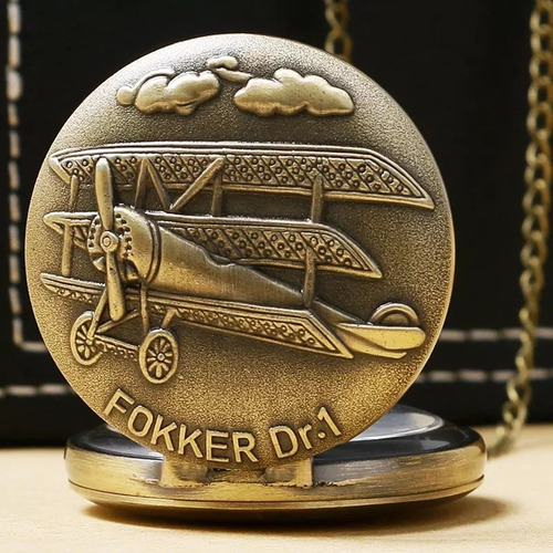 Reloj De Bolsillo Analogico A Bateria Fokker Avioneta Rb1044
