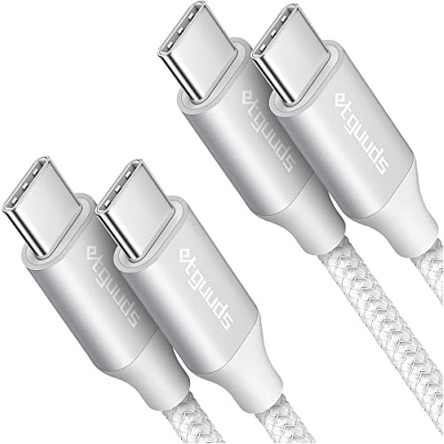 Etguuds Cable Usb C A Usb C Blanco [6 Pies, Paquete De 2], C