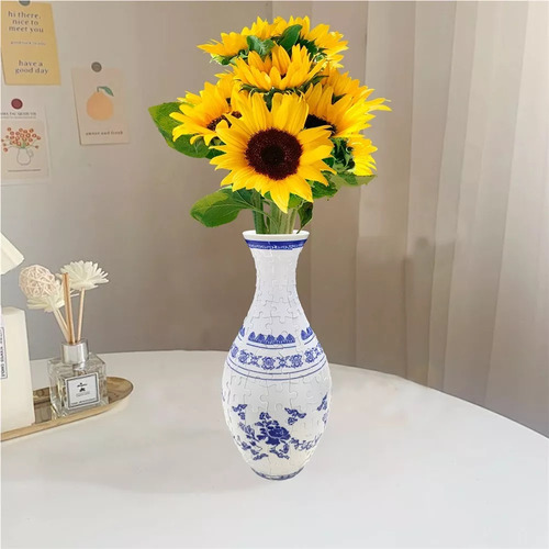 Vaso De Quebra-cabeça 3d Diy + Brinquedos Azuis Para