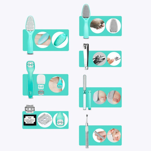Kit Pedicure Profesional Lima, Cortauñas, Corta Callos 8pz