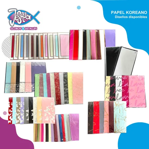 Papel Coreano Diseño Liso Por 20 Unidades Paquete Por Color