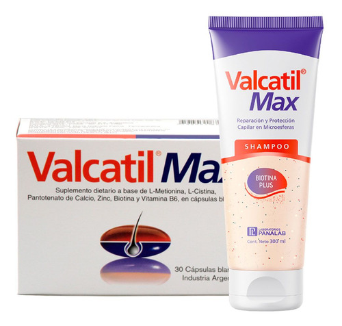 Combo Valcatil Max 30 Caps + Valcatil Max Shampoo 300ml