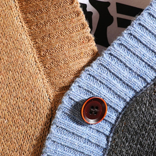 Imagen 4 de 6 de Suéter Con Cuello En V Para Hombre Chaqueta De Punto Casual