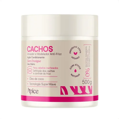 Ativador E Modelador De Cachos Vegano Anti Frizz Ápice Cosmetics 500g
