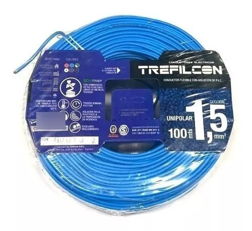 Cable Unipolar Normalizado Argencable 1.5mm Rollo X 100 Mts