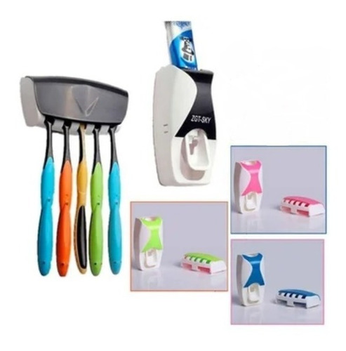 Dispensador Para Pasta Dental Y Porta Cepillo Color Negro