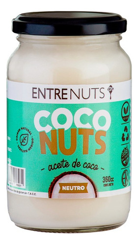 Aceite De Coco Entrenuts neutro puro 360Cc Sin Tacc