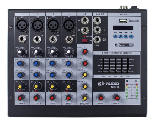 Mesa De Som Analógica 6 Canais Ms 60 - K-audio