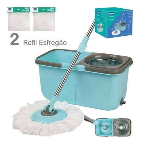 Esfregão Mop Premium Inox Mor Limpeza Prática + 2 Refis