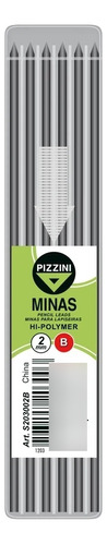 6 Minas Pizzini 2mm Tecnico B Grafito Para Lapiz Mecanico